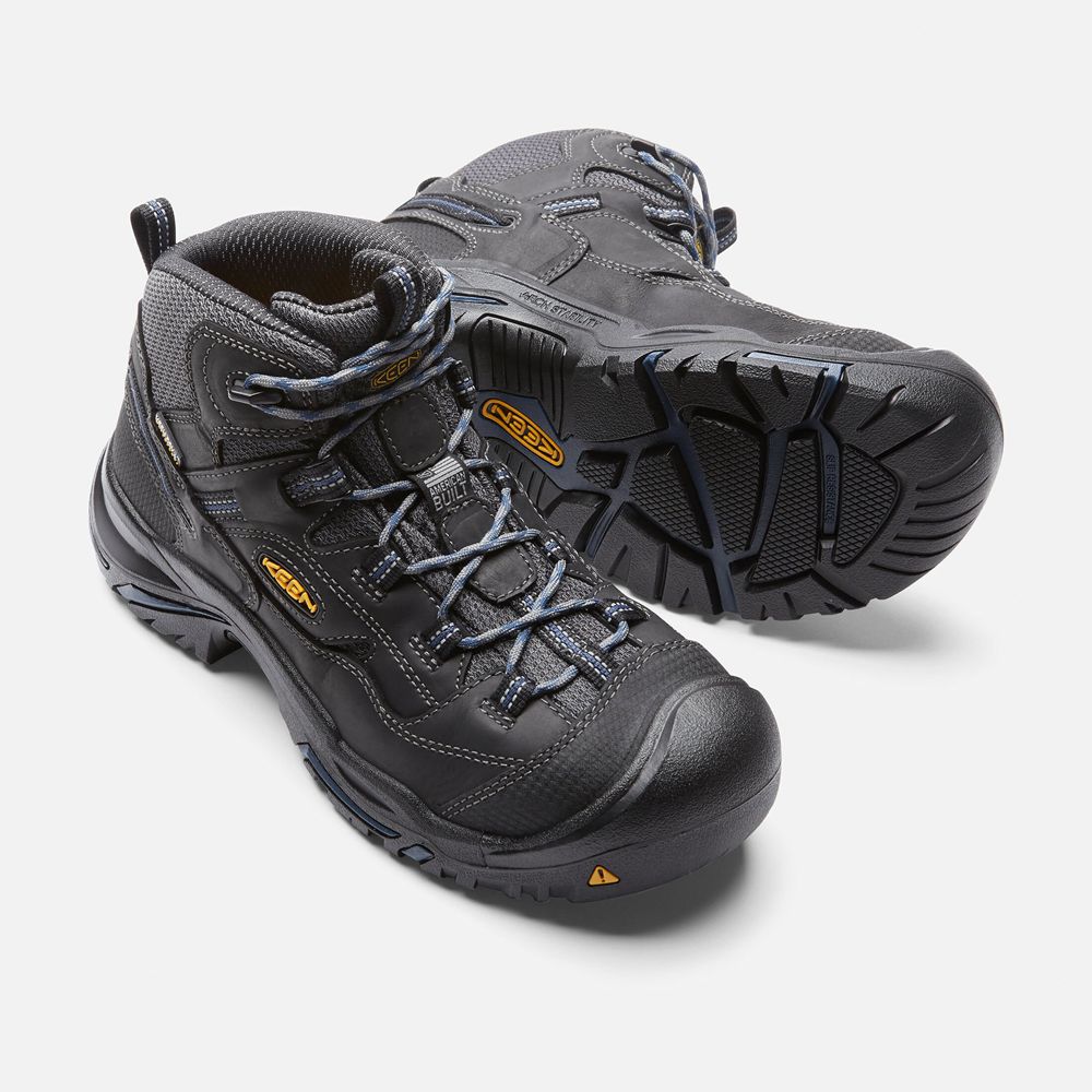 Botas de Trabajo Keen Mexico Negros - Hombre Braddock Waterproof Mid (Soft Toe) - QT6432590